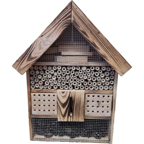 Insektenhotel Kiefernholz geflammt 36 x 9,7 x 48 cm Insektenhotels & Bienenschutz