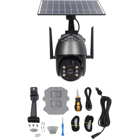 Caméra de Surveillance Solaire 3MP 1080P HD, Détection de Mouvement PIR, Vision Nocturne Couleur, IP65 Étanche, Caméra de Sécurité 4G Version US, Pack de 1 (1/5)