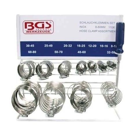 BGS surtido de abrazaderas de acero inoxidable 111 piezas