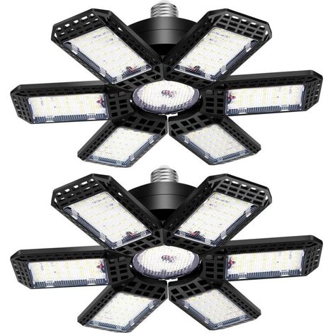 LED Garage Light 2 Pack , 45W 4500LM LED Shop Lights, LED Garage Ceiling Lights with 6+1 Adjustable Panels for Basement, Barn, Warehouse, Attic, Garage Lighting Support E26/E27 Socket (1/5)