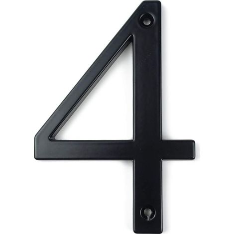 Plaque de numéro de maison 4 pouces (10 cm) Numéros de porte modernes Plaque de signalisation Numéros d'adresse de la maison en alliage de zinc (4, Noir) (1/5)