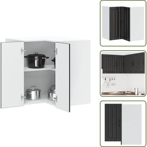 Küchen-Eckhängeschrank Lucca Schwarz Holzwerkstoff - Küchen-Eckhängeschrank - Küchen-Eckhängeschränke - Eckhängeschrank Für Küche - Küche Hängeschrank