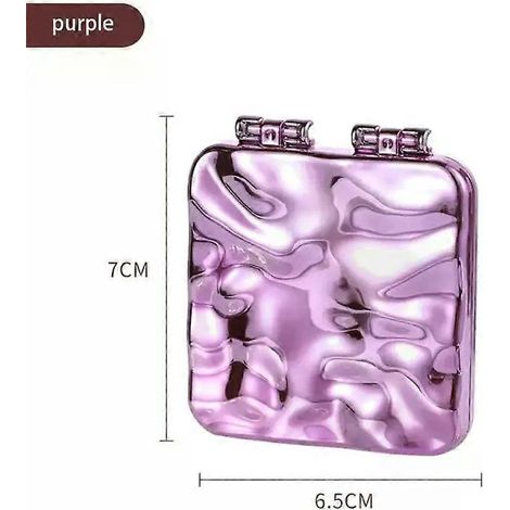 Mini miroir de maquillage, miroir à clapet, petit miroir double face, outil de maquillage, miroir carré électroplaqué (1/4)