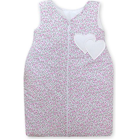 Saco de dormir de algodón para niños de 6 a 12 meses, talla M, TOG 2.5, aislante, para todo el año, estampado de corazones, color rosa prado. (1/4)