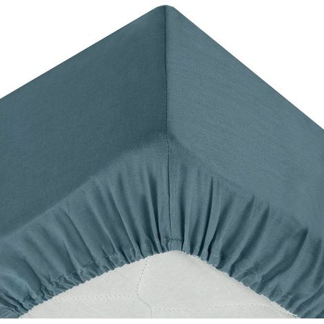Drap Housse "Intérieur" 90x190cm Bleu Orage (1/2)