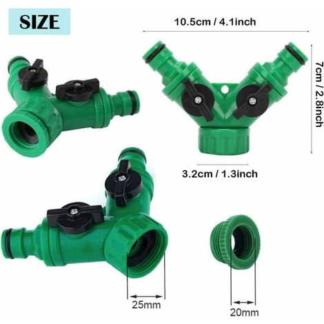 Adaptateur de robinet d'inverseur de tuyau d'inverseur à 2 voies avec 2 raccords de tuyau d'inverseur en Y (1/4)