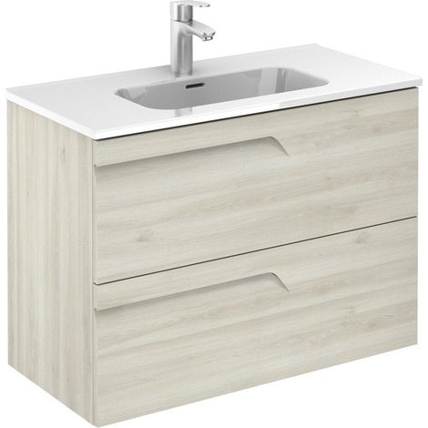 ROYO VITALE  Mueble de Baño con Lavabo Fondo Reducido 2 Cajones Blanco Nature - Medida: 80 cms - ref: C0072362 (1/2)