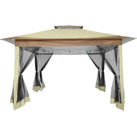 Abri de jardin, Auvent imperméable, Hauteur réglable, Kaki, 3.65x3.65m (1/2)