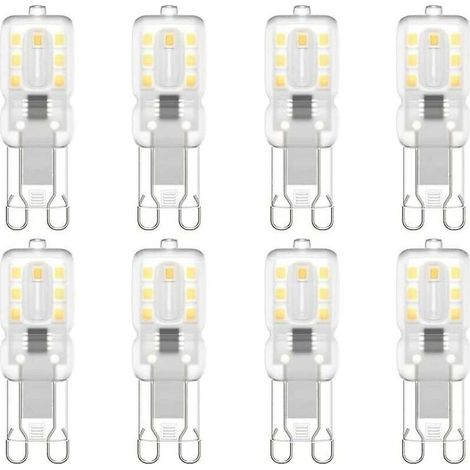 Lot d’8 ampoules LED G9 220 V – Blanc naturel 4000 K, 3 W (équivalent 30 W halogène), classe énergétique E (1/5)