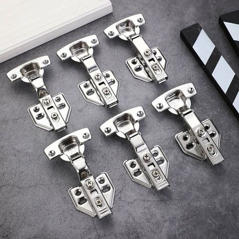 Charnieres avec Amortisseur Intégré Mécanisme de Fermeture Automatique Charnière pour Armoires de Porte Cuisine Lot de 6 (1/5)