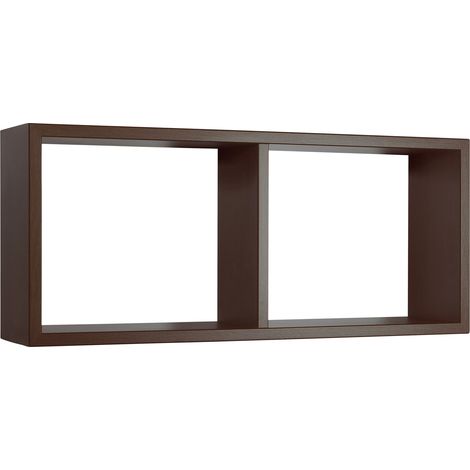 Mensola Rettangolare 2 Scomparti da Parete 70x30x15,5 cm in Fibra di Legno Morgana Wengè (1/5)