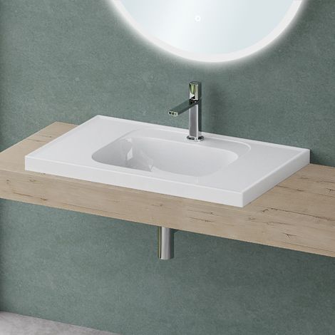 Mai & Mai Lavabo Vasque à Encastrer Blanc Vasque Rectangulaire sans Trop-plein 80x50x16.5cm Col3601 (1/5)
