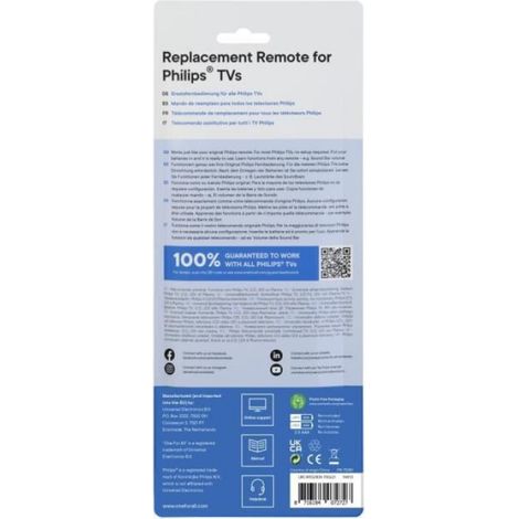 Télécommande De Remplacement Pour TV Philips - URC4913 - Compatible Avec Tous Modèles Philips LCD LED OLED QLED - 2 Piles AAA - 1 Pièce (1/4)