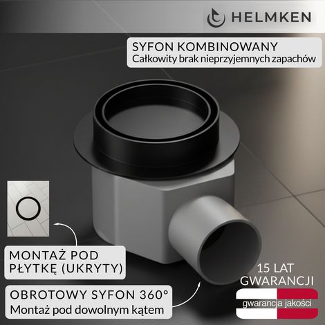 Desagüe puntual Helmken 37Е032MB, 100 x 100 mm, negro mate. (1/5)