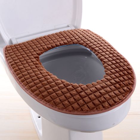 Housse de siège de toilette douce pour salle de bain, lavable et confortable, s'adapte à la plupart des tailles d'abattant de toilettes pour salle de bain (marron)
