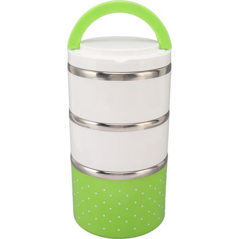 Boîte à lunch isotherme empilable en acier inoxydable, étanche et conservant la fraîcheur, idéale pour les fêtes (vert). (1/5)