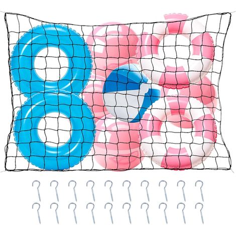 Extra Large Piscine Flotteur Rangement Filet, 180x120cm Suspendu Piscine Jouet Organisateur avec 20 Crochets Durable Sac Filet Flotteur Support pour Radeaux Gonflables Organisation (1/5)