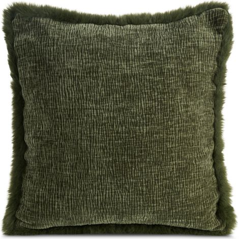 Taie d'oreiller Blanca en fourrure olive 45x45 cm (1/3)