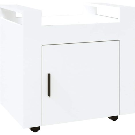 Maison Exclusive - Carrello Scrivania bianco lucido 60x45x60 cm Legno Multistrato (1/5)