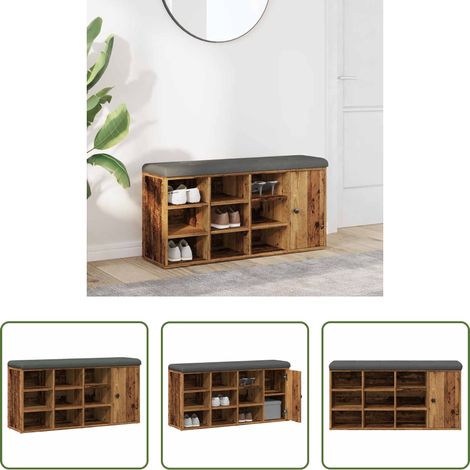 vidaXL Holzwerkstoff -  Schuhbank Altholz-Optik 102x32x50 cm Holzwerkstoff (1/5)