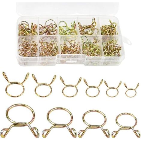 126 Stück Schlauchschellen mit Federclips, 5-14 mm Schlauchschellen mit Federclips für Kraftstoffschläuche, Wasserschläuche und Silikonschläuche