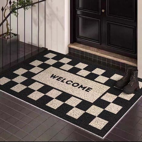 Ede BIENVENUE 4060cm (Boucle en soie) Tapis d'entrée, tapis en soie bouclée résistant aux taches et facile à nettoyer, tapis antidérapant pour l'entrée. (1/5)