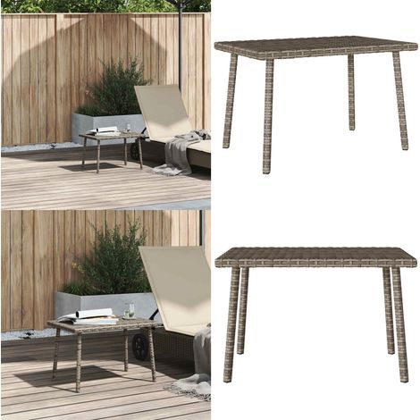 Tavolino da Giardino Rettangolare Grigio 60x40x37 cm Polyrattan - Tavolo da giardino - Rattan