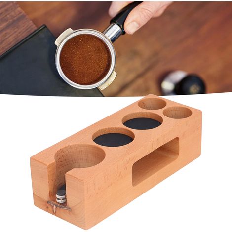 Soporte multifuncional de madera para prensar café, apto para uso alimentario, estación de prensado de café, 51 mm x 54 mm (1/5)