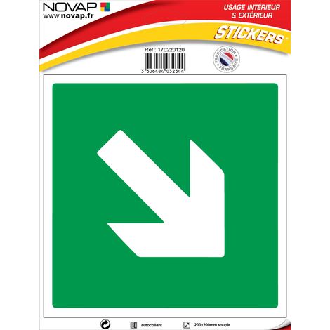 Panneau Flèche directionnelle sur fond vert - Vinyle adhésif 200x200mm - 4032344