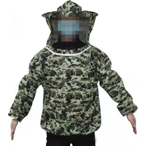 [JAMAIS UTILISÉ]Schutzjacke für Imker, leichter und atmungsaktiver Imkeranzug aus Polyester mit Schleierkapuze für Erwachsene und Anfänger (Fünf-Sterne-Tarnmuster)