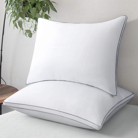 Freosen – Lot de 2 oreillers 50x70 cm blanc – Garnissage microfibre 1000g – Envelope polyester respirant – Anti-acarien et hypoallergénique