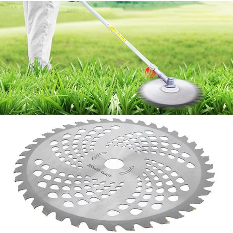 Lame circulaire 40 dents acier manganèse pour débroussailleuse coupe-herbe rechange 25,5cm argent trou 2,5cm (1/5)