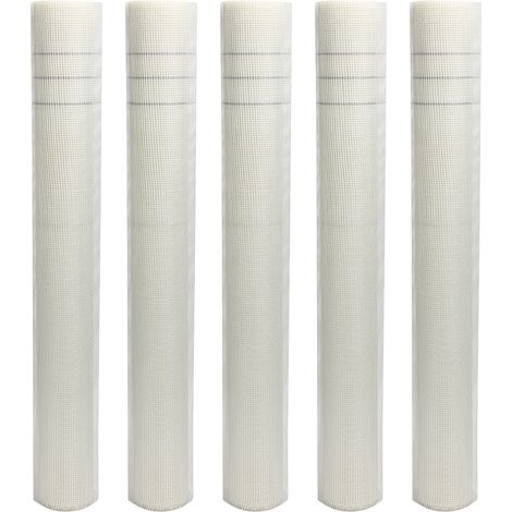 Jiubiaz Armature, fibre de verre, treillis de renforcement, liaison, dalle, mur, fissures, batiment, etancheite - 250 m² (1 m x 50 m) Blanc