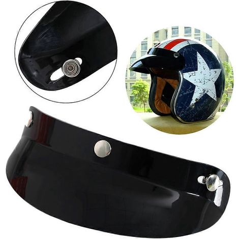 Visière universelle à 3 boutons-pression pour casques de moto ouverts (1/4)