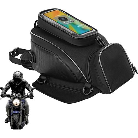 Sac de moto – Accessoires résistants, étanche au toucher Sac de réservoir magnétique avec pochette pour téléphone portable pour sports motorisés, équitation, cruiser, sportbike et équipement de (1/5)