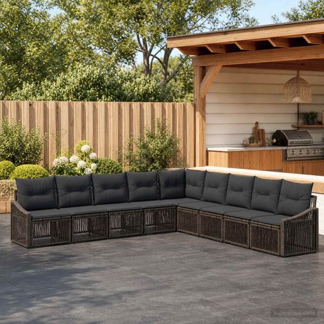 Set Divano da Giardino 9 pcs Grigio polyrattan vidaXL (1/5)