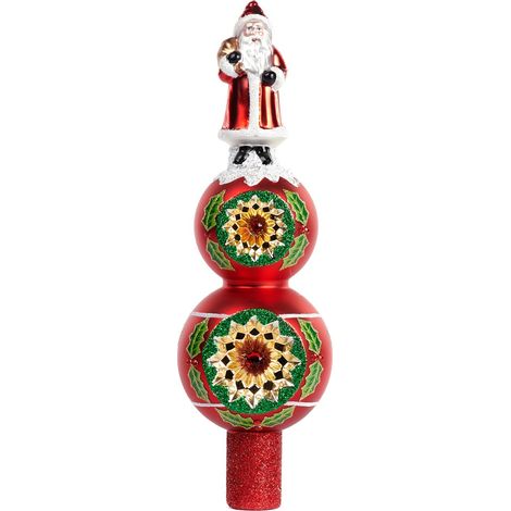 Puntale per albero di Natale in vetro decorazione natalizia h 33 cm