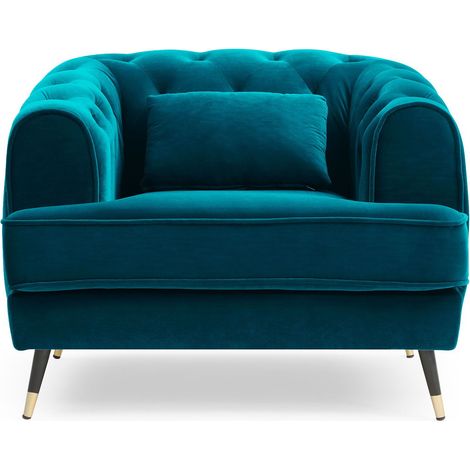 Fauteuil capitonné style boudoir Glams Velours Bleu canard