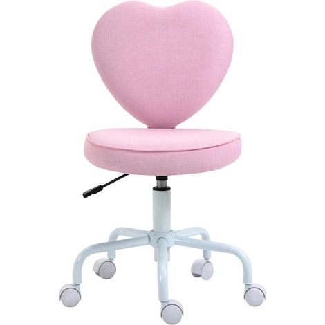 Chaise de bureau fauteuil de direction-Coeur-Cuir-Lin rose réglable-Rembourrage cuir-40x50x79-89cm (1/5)