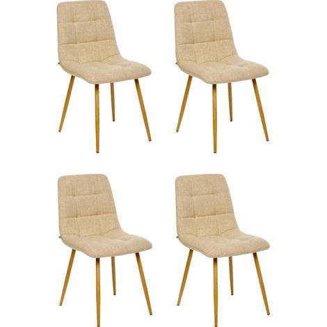 Lot de 4 Chaises Effet Lin "Sirac" 84cm Beige (1/5)