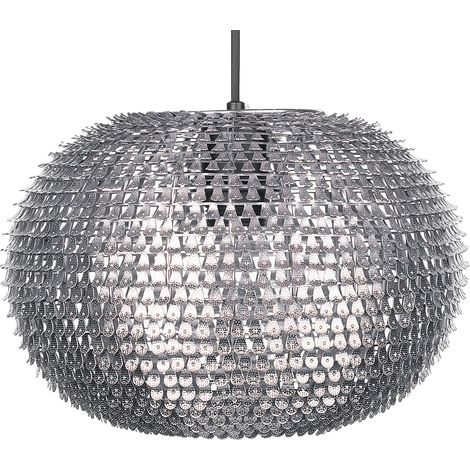 Lámpara colgante en forma de globo metal plateado metal escamas brillantes Reine