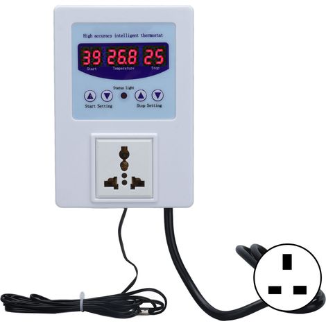 Régulateur de Température Numérique avec Affichage et Capteur, Prise UK 110‑240V Blanc (1/5)