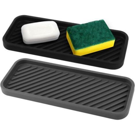 2pcs Silicone Sink Organizer, Silicone Drip Mat Packs, Silicone Kitchen Sink Holder 22.8 cm x 9 cm, for Sponge Storage, Dish Soap, Dishes, Soap (1/5)
