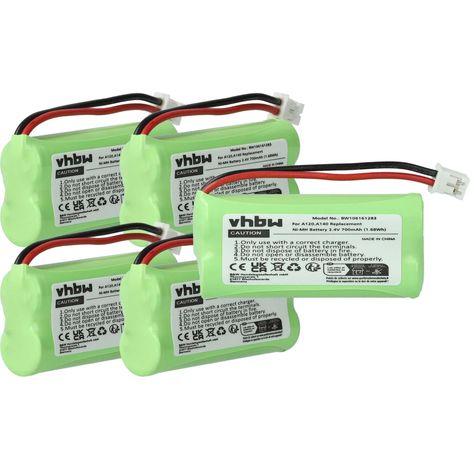 vhbw 5x Akku kompatibel mit T-Com Sinus 100 schnurlos Festnetz Telefon (700 mAh, 2,4 V, NiMH)