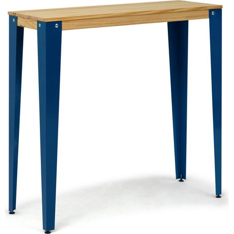 Mesa alta Lunds 40x140x110 cm Azul en madera de pino maciza acabado natural. (1/5)