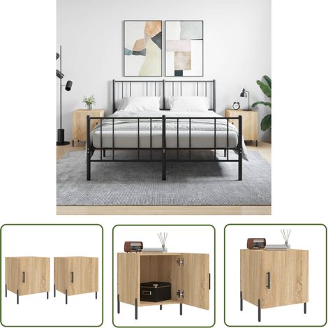 The Living Store Tables de chevet 2 pcs chêne sonoma 40x40x50 cm bois ingénierie - Table De Chevet - Meuble De Chambre - Armoire De Chevet - Commode - Étagère Murale (1/5)