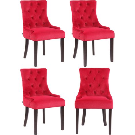 Juego de 4 sillas de comedor Aberdeen en terciopelo Rojo Antiguo
