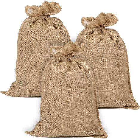Lot de 3 - Sac en Jute - Toile de Jute - Stockage Jardin et Maison - Respirant pour Fruits et Légumes - Naturel - 42x70cm (1/5)