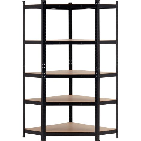Thinia Home Modulares Eckregal aus Metall mit 5 Ablagen, Tragkraft 875 kg, 80 x 40 x 180 cm