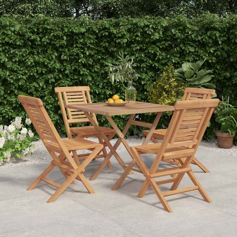 5-tlg. Garten-Essgruppe Massivholz Teak